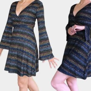 Mossimo Supply Co Target Womens Striped Knit Bell Sleeve Faux Wrap Dress Size XL
